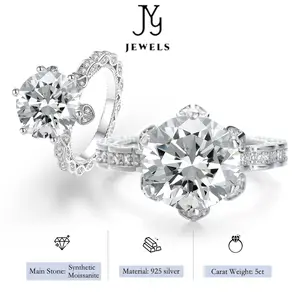 【JYJZZ202】Synthetic Moissanite S925  Silver 5 Carat Fashion Luxury Light Luxury Honey Snow Pod Ring Proposal Ring，Lover's Gift.