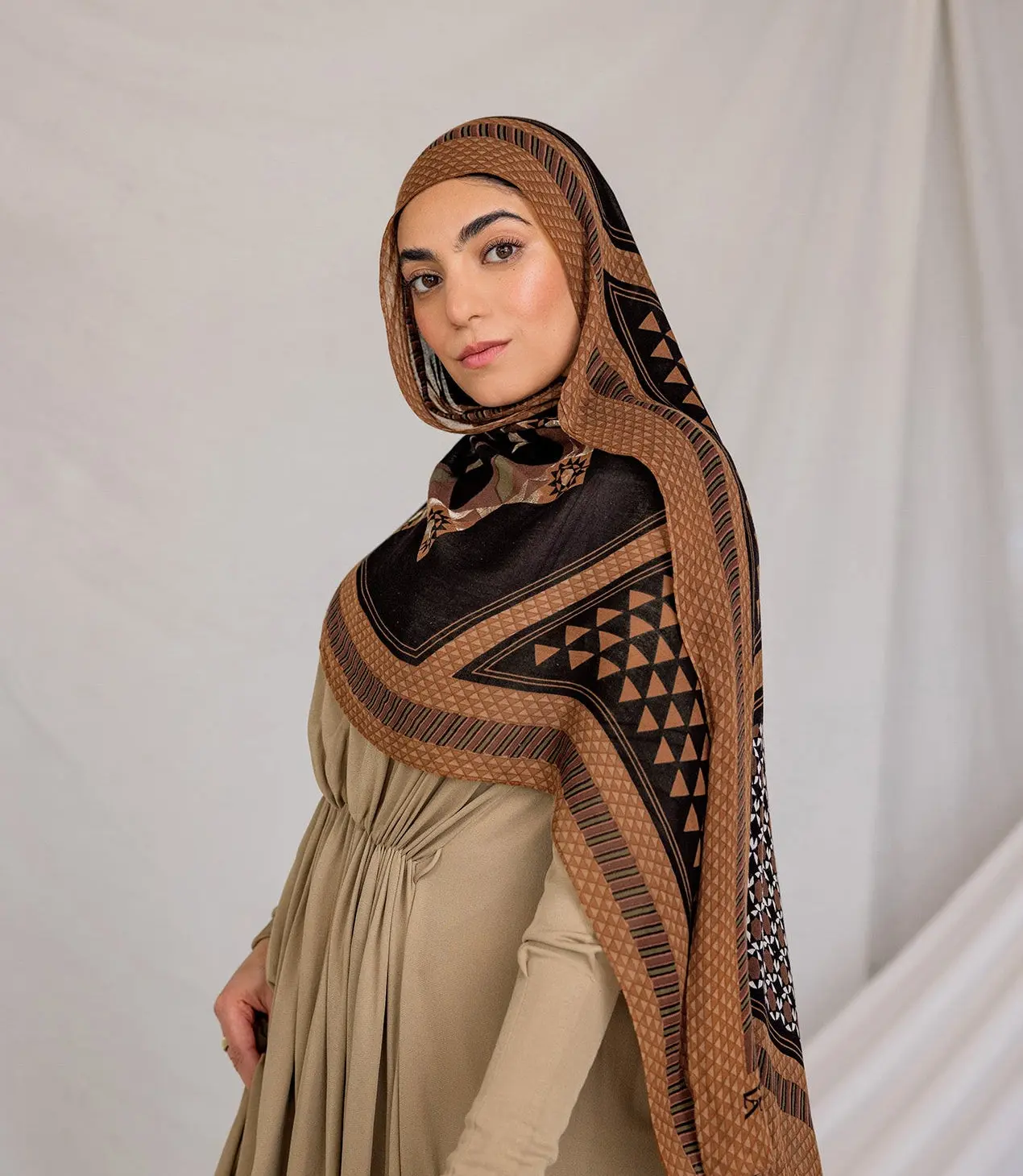 VELA Modest Square Hijab - Lightweight Modal Head Scarf with Mosaic Damascene Print, Casual Hijabi Muslim Fashion, Proceeds Donated to Charity, Hijabi Fashion, Effortless Draping, Designed By Syrian Artist, Every Pregnancy, Clothing, Hand Wash Only