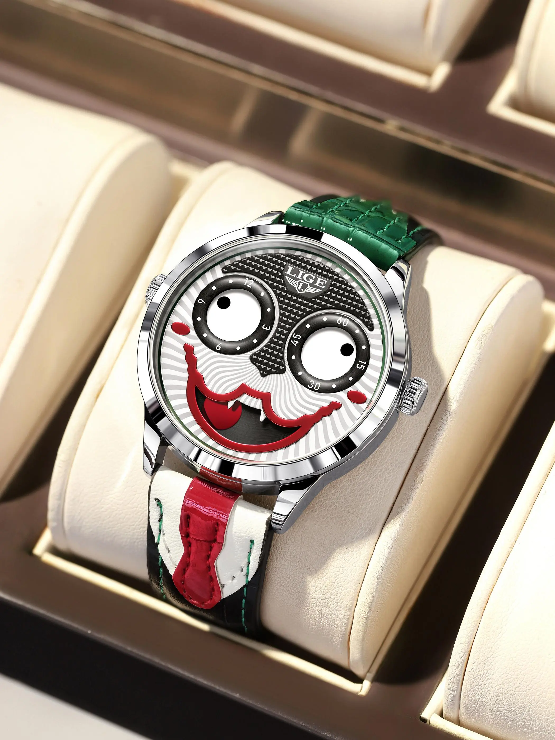 Men's Punk Style Joker Design Quartz Analog Watch Modern Casual Wristwatch, Quartz Watches, Round Dial Watch for Party, Daily Clothing Decor, All-match Exquisite Watch for Birthday Gift with Box Fashion Quartz Watch Quartz Analog Timepiece