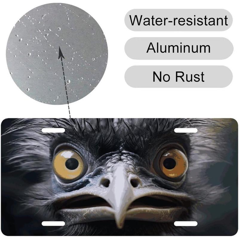 Emu License Plate Frames for Women Universal Aluminum Us Car Tag Frame 6x12 Inches Rustproof Personalized License Plate Cover with 4 Holes