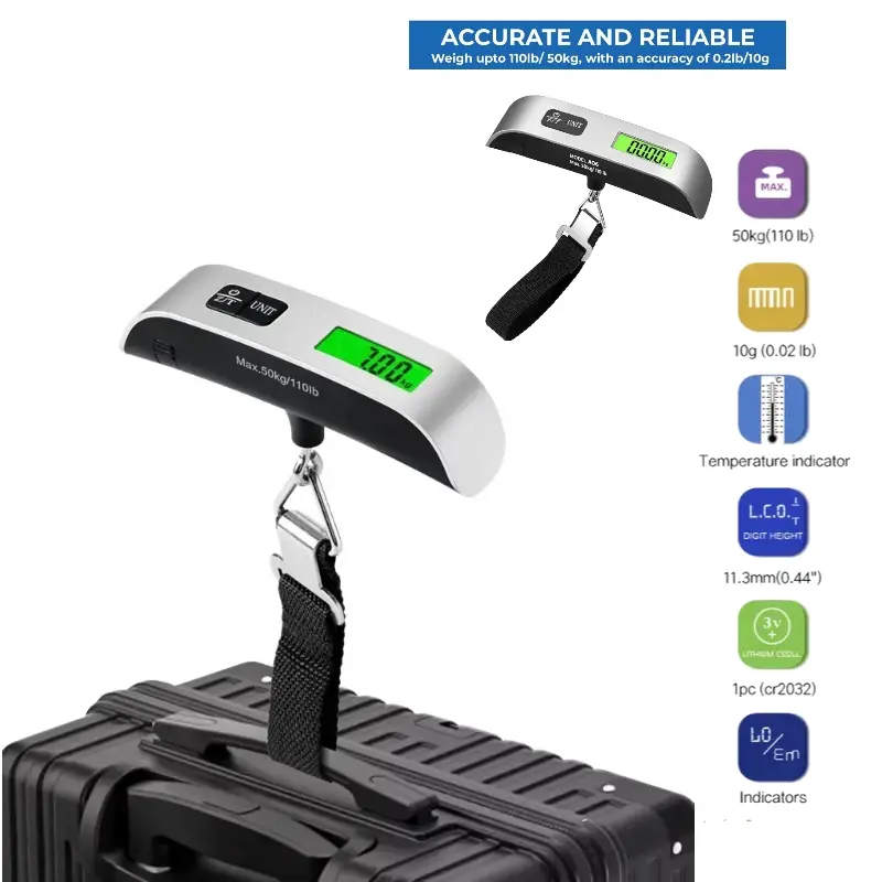 Portable Digital Luggage Scale, LCD Display Digital Travel Luggage Scale, Lightweight Compact Design Digital Scale for Travel & Home Use, Travel Accessories, Travel Gear