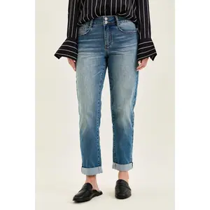 Judy Blue Mid Rise Double Button Cool Denim Boyfriend Denim Jeans 881089