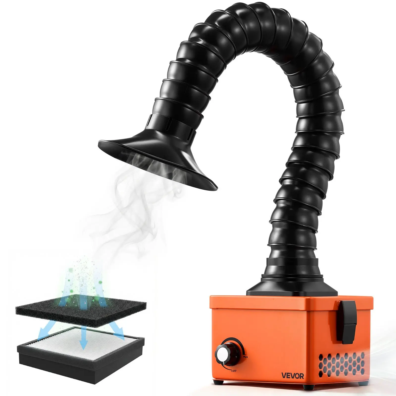 【Summerfinds】VEVOR Solder Fume Extractor, 40W Brushless Soldering Smoke Absorber with 2-Stage Filters & Adjustable Airflow, 80 m³/h Strong Suction Compact Desktop Smoke Extractor for Soldering DIY Welding