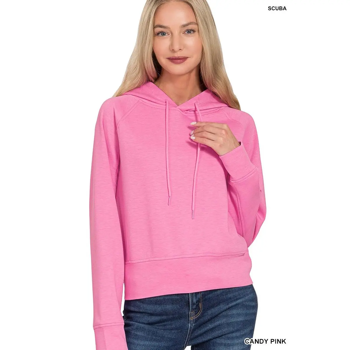 Zenana Drawstring Scuba Hoodie