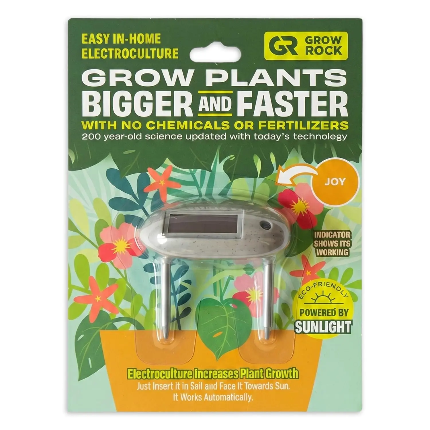 JOY Grow Rock. Replaces Chemicals, Fertilizers & Pesticides | Safe for Kids, Pets and Around Food - Eco-Friendly Plant Growth Device for Indoor Plants, Plant Growth Enhancer