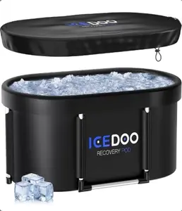 Portable Ice Bath Tub with Lid — Versatile Foldable Cold Water Immersion Bathtub for Indoor and Outdoor Use — Large-Capacity Tub Designed for Ice Baths