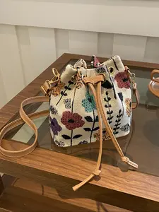Women's Ethnic Style Crossbody Bag, Vintage Bucket Shoulder Bag with Floral Print, Fashion Simple Design, Multifunctional Commuter Bag, Fashionable Casual Bag, Versatile Shoulder Bags, Fashionable Patterned Bag