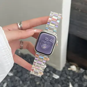 Slim & Lightweight Iridescent Acrylic iWatch Band - 1pc Holographic Replacement Strap with Stainless Steel Buckle, Fits Series SE/1-9 Ultra, 38mm-49mm - Stylish for Men & Women Wearable Folding Transparent