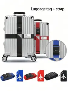 2pcs/Set Adjustable Luggage Straps With Password Lock, Anti-Lost Anti-Theft Packing Belts, Travel Accessory Adjustable Length Lock