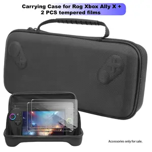 Carrying Case for Rog Xbox Ally X (2025) Storage Case cover, Black hard shell portable handbag With 2 pack tempered films