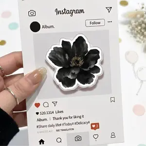 Black Dahlia Phone Grip Magsafe, Black Flower Phone Holder, Mysterious Style Phone Grip, Dark Kindle Grip, Gift for Girls Boys