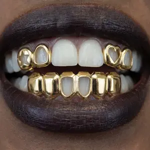 Grille Set, Star and Heart Cutout Teeth, Adjustable Hip Hop Mouthpiece, Halloween Costume Accessory, Unisex Fashion Gear, Teeth Cover Girls