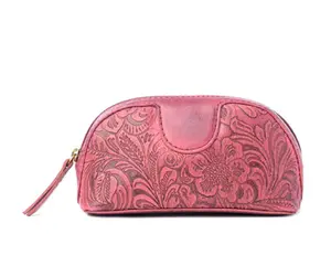 Rosewood Embossed Leather Multi-pouch in Prairie Pink