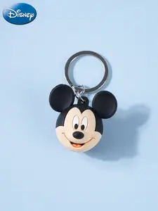 1PC Disney Officially Licensed Mickey Spherical Keychain PVC Mickey's Head Cute Keyring Charm Jewelry Car Key Pendant Cartoon Image Bag Charms Bag Decoration for Family and Friends