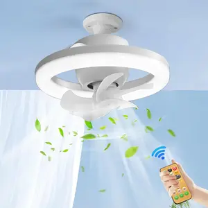 Sofucor 10'' Socket Ceiling Fan with Light and Remote 3 Colors and 3 Wind Speeds White