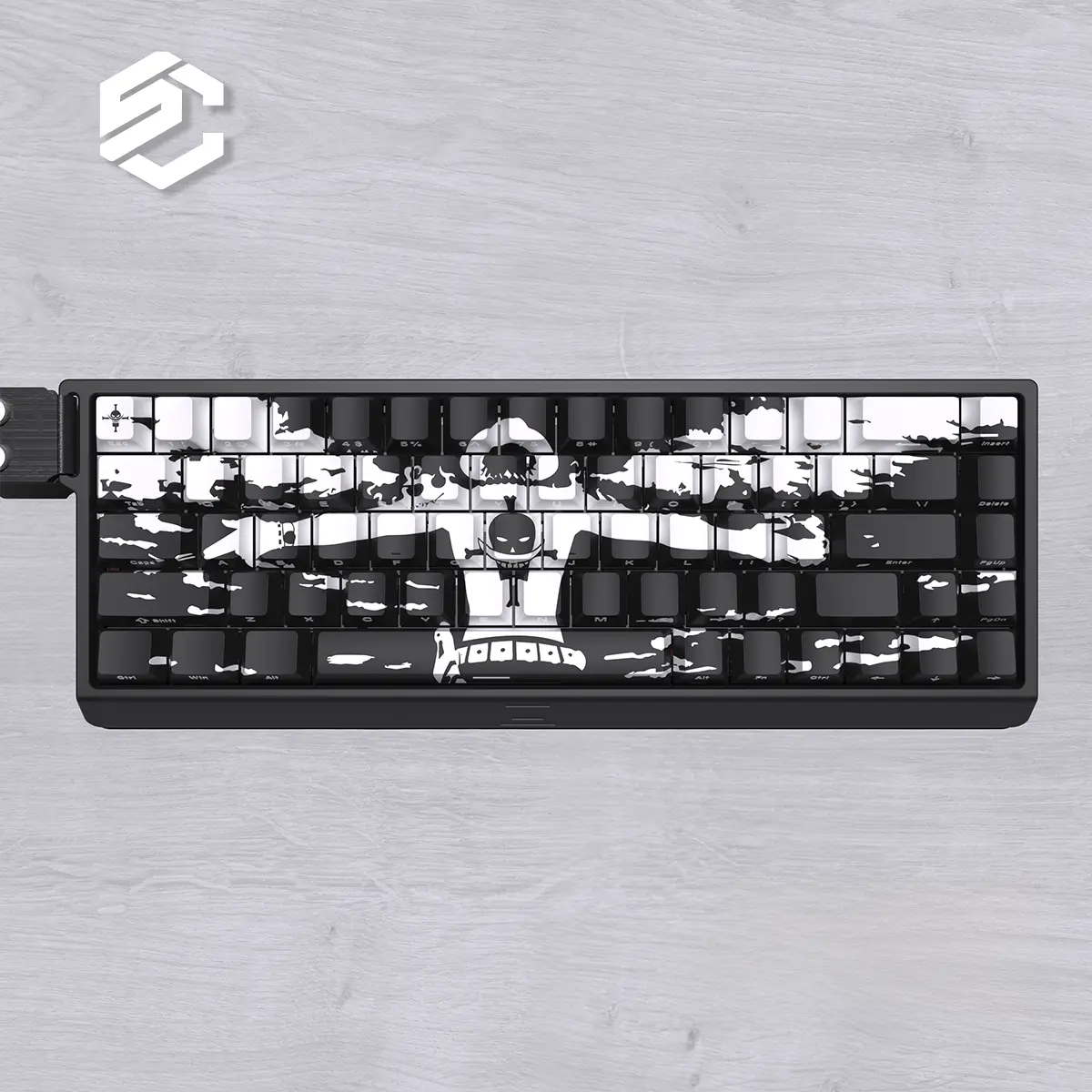 Fire Skull Theme PBT Keycaps, Dye Sublimation Side Printed Backlit Keycap Set Compatible with Mad Catz MADC68 Mechanical Keyboard