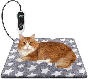 UPSKY Pet Heating Pad Electric Heating Pad for Dogs Cats Temperature Adjustable Heated Bed Mat with Timer Waterproof Indoor Warming Pad Chew Resistant Cold 12 Levels 80-130℉