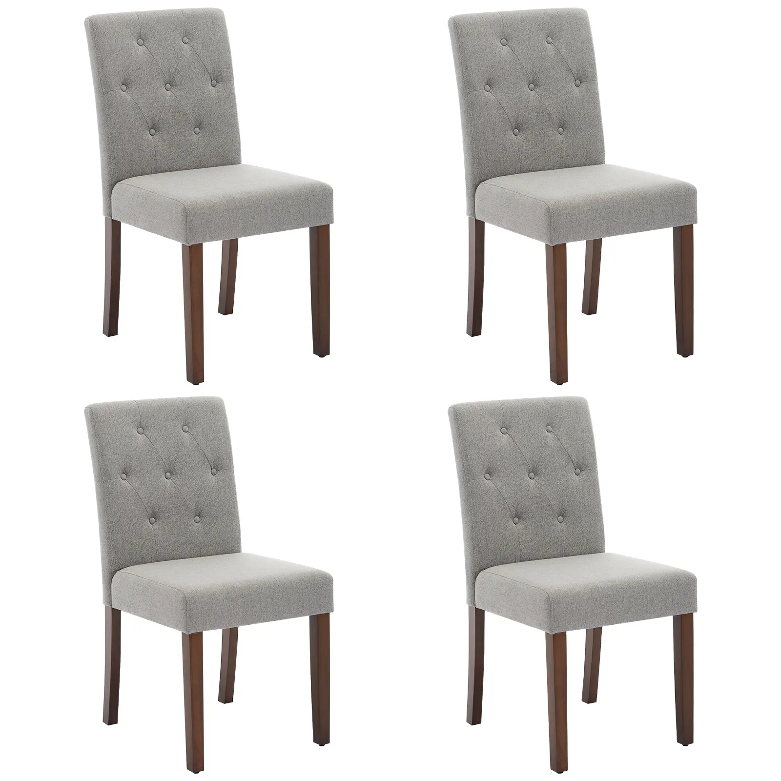 Set of 2 Modern Button Tufted Linen Dining Chairs – High Back Parsons Side Chairs, Upholstered, Sturdy Wood Legs, Comfortable Accent Seating Set of 2 Modern Button Tufted Linen Dining Chairs