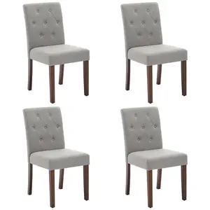 Set of 2 Modern Button Tufted Linen Dining Chairs – High Back Parsons Side Chairs, Upholstered, Sturdy Wood Legs, Comfortable Accent Seating Set of 2 Modern Button Tufted Linen Dining Chairs