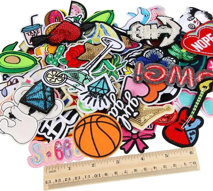Patches - ️60pcs Random Assorted Styles Embroidered Iron on Patches, DIY Sew Applique Repair Patch Iron on/Sew on Patches for Backpacks,Pants,Clothes,Jeans,Jackets,Hat
