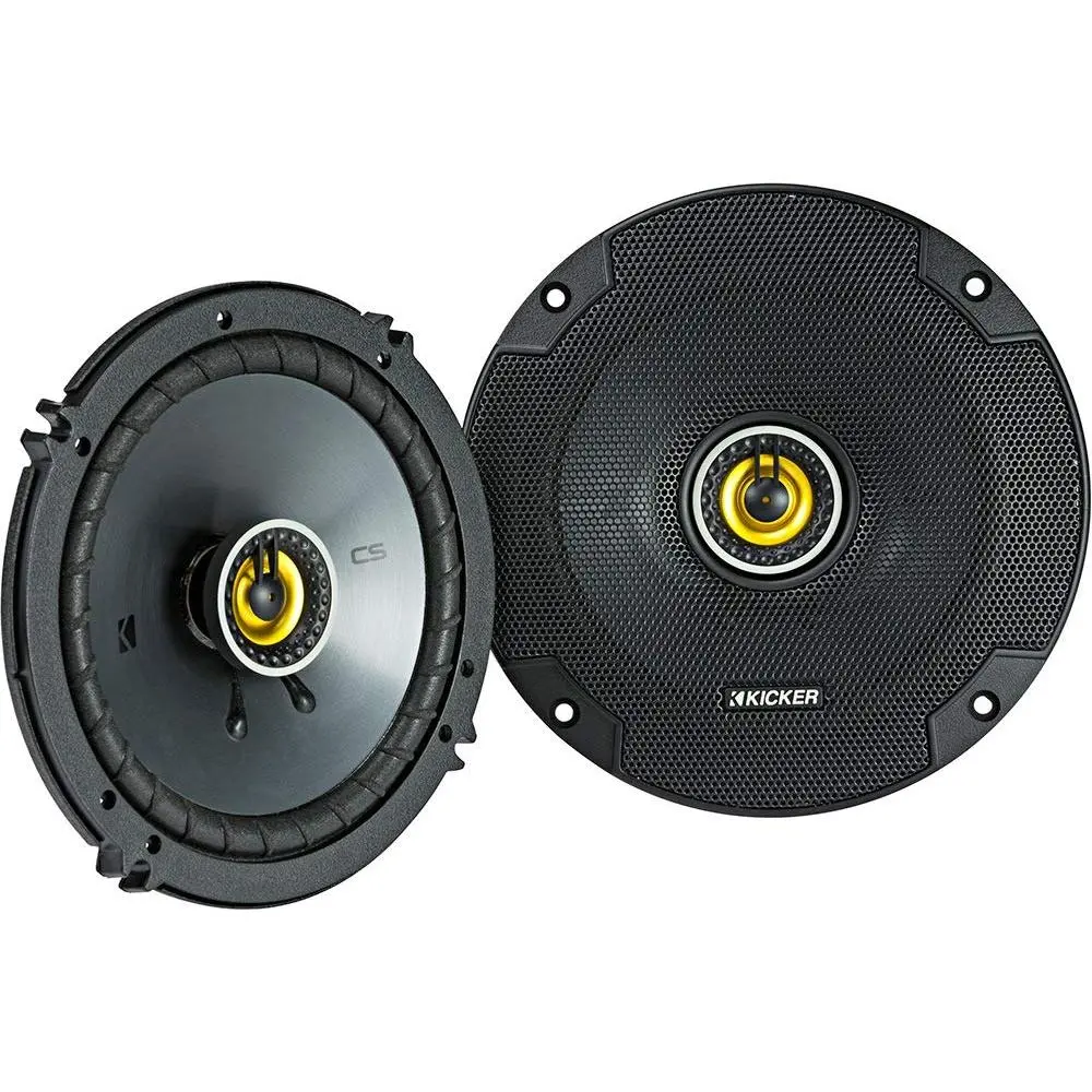 KICKER 46CSC654 CS-Series CSC65 6.5-Inch (160mm) 4-Ohm Coaxial Audio Speakers - 6.5" Tweeter, Midrange, Poly-Foam Surround, Heat/Direct Sunlight Resists, Car Audio Accessories, Multimedia Stereo Component, Installation Compatible, Single Pair