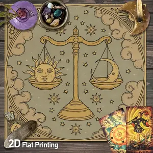 Astrology Libra Tarot Cloth Sun and Moon Balance Scale Design Altar Tablecloth for Witchcraft Oracle Cards Crystal Healing Event Party Supplies Tarot Mat for Reading Cards [Party Games & Activities]