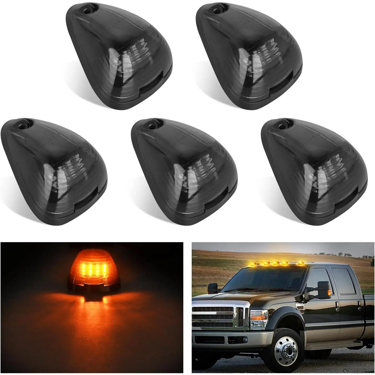 Nilight LED Cab Marker Lights 5 PCS 16 LED Smoke Lens Amber Clearance Roof Running Light Compatible with 1999-2016 Ford E150 E250 E350 E450 E550 F150 F250 F350 F450 F550 Super duty summervibes, Amber Cab Lights Light Bars & Work Lights