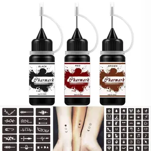 Jagua Gel Temporary Kit for Women Men Kids, Semi Permanent Ink Summer Trend Art Painting DIY Fake Freckles 84 Pcs Stencils - Full Kit 3 Colors