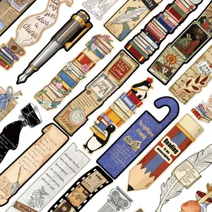 30pcs Retro Reading Bookmarks Non-repetitive Series Simple Handbook Literary Creative Paper Bookmarks Small Cards Book Decoration Cards Reading Marking Cards Book Accessories