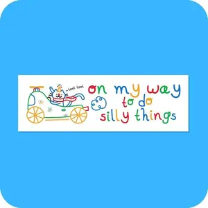 On My Way To Do Silly Things, Funny Cat Car Magnet, Cute Doodle Bumper Sign, Weatherproof Matte, Removable & Reusable Magnetic Decal, Easy Apply