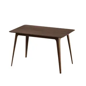Mid-Century Modern Rubberwood Dining Table 47.2*29.5 Inch Splayed Leg Design Faux Wood Scratch Resistant Tabletop 250LBS Weight Capacity Rounded Edge Easy Assembly for Small Apartment Kitchen Living Room