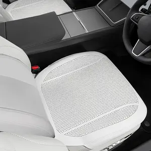 2Pcs Nappa Leather Front Seat Covers for Tesla Model Y/3 Highland/Juniper 2025 2026 Interior Accessories, Breathable All-Season Non-Slip Full Cover Bottom Seat Protectors Cushion, White