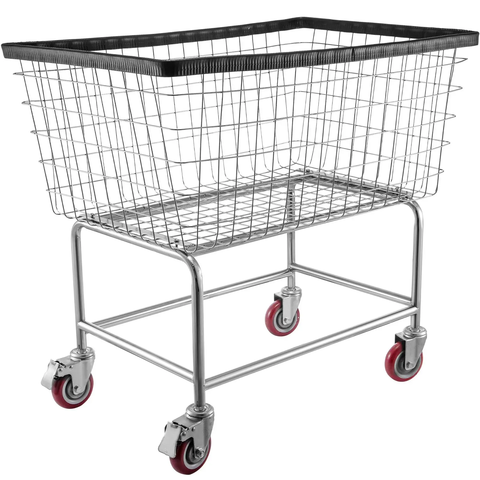 【Summerfinds】VEVOR Wire Laundry Cart, 4.5 Bushel Wire Laundry Basket with Wheels, 35\'\'x15.7\'\'x22\'\' Commercial Wire Laundry Basket Cart, Steel Frame with Chrome Finish, 5\'\' Casters, Wire Basket Cart for Lau Organiser