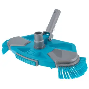 Deluxe Weighted Pool Vacuum Head with Side Brushes, Swivel Connection, EZ Clip Handle - For Above Ground & In-ground Swimming Pools