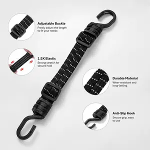 1 Piece Elastic Securing Strap, Adjustable Non-slip Hook Wear Resistant Reflective Nylon Strap for Motorcycle Bicycle Helmet Luggage Binding