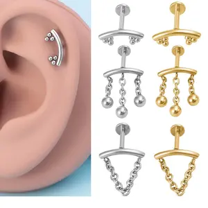 Piercing Stainless Steel Lip Nails, Simple Perforated Earring Pendants, Ear Bone Nails, Multi-purpose Perforated Accessories