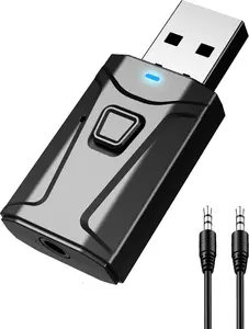 USB Bluetooth Adapter for Car, Bluetooth Transmitter Receiver Plug & Play, 3.5mm AUX Wireless Audio Adapter for TV, Headphone, PC, Stereo