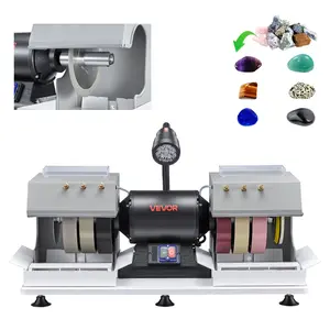 Summervibes VEVOR Cabbing Machine, 8 3/4 HP 1800 RPM Efficient, Lapidary Rock Grinder Polisher With Diamond and Resin Wheels, LED Lamp, Water System, Lapidary Equipment for Gemstone Grinding, Stone Polishing