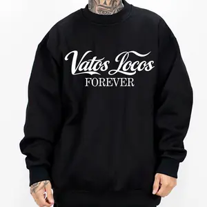 Men's Vatos Locos Forever Movie Typo Graphic Hoodie - Medium-Heavy Fabric, Comfortable Casual Tops, Chicano-Chicana Style, Valentine's Day Gift, Unisex for Men & Women, S-5XL Sizes (Button-Accented)