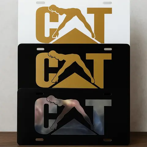 Custom Cat License Plate - Insane Color Choices for Blue Collar & Heavy Equipment Operators USA Made Automotive Accessory