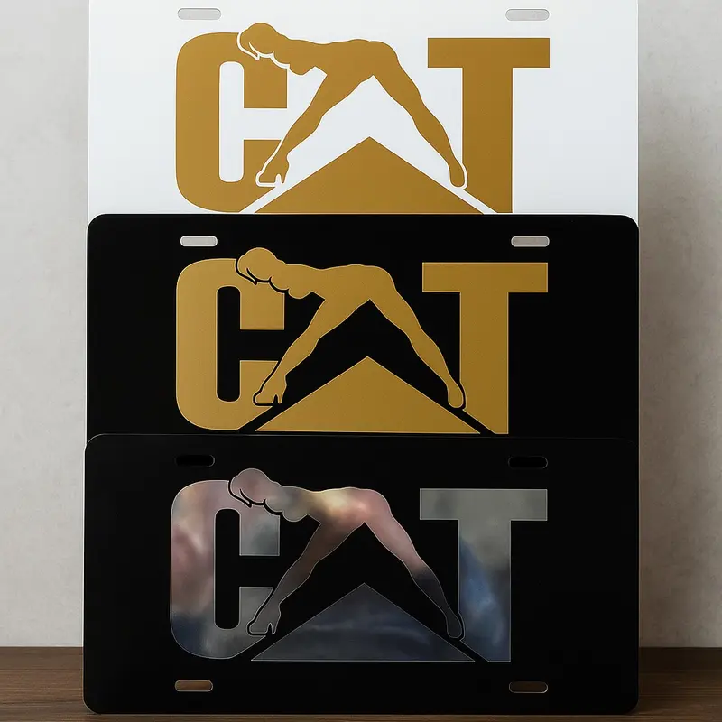 Custom Cat License Plate - Insane Color Choices for Blue Collar & Heavy Equipment Operators USA Made Automotive Accessory