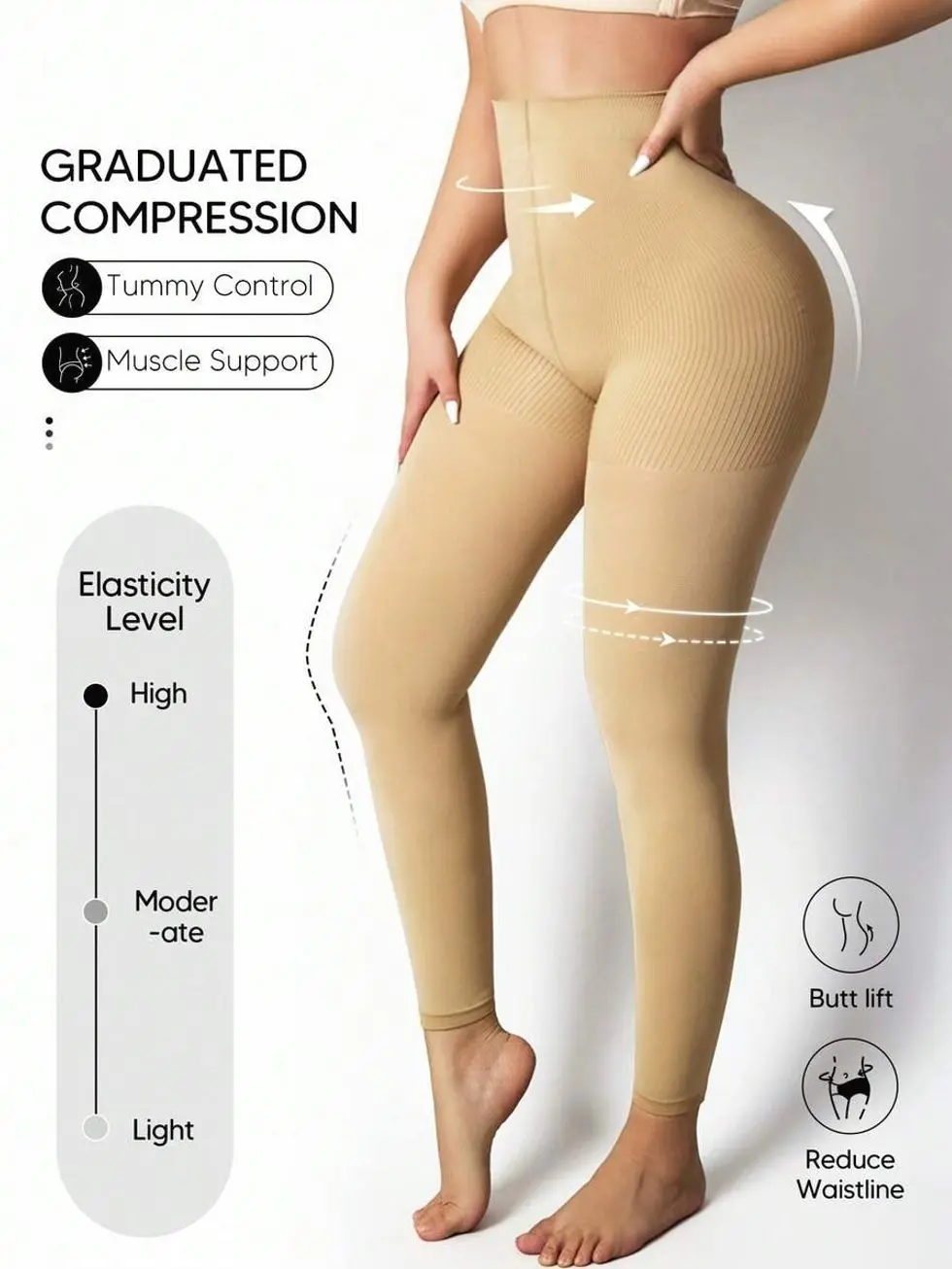 Women's Mesh Compression Leggings, High-Waisted Support Tights, Breathable Sporty Shapewear Pants