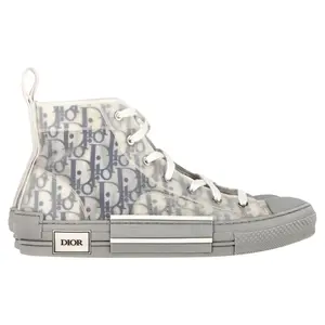 Pre-owned Christian Dior Dior B23 League High-Top Sneakers in White Canvas by Rebag