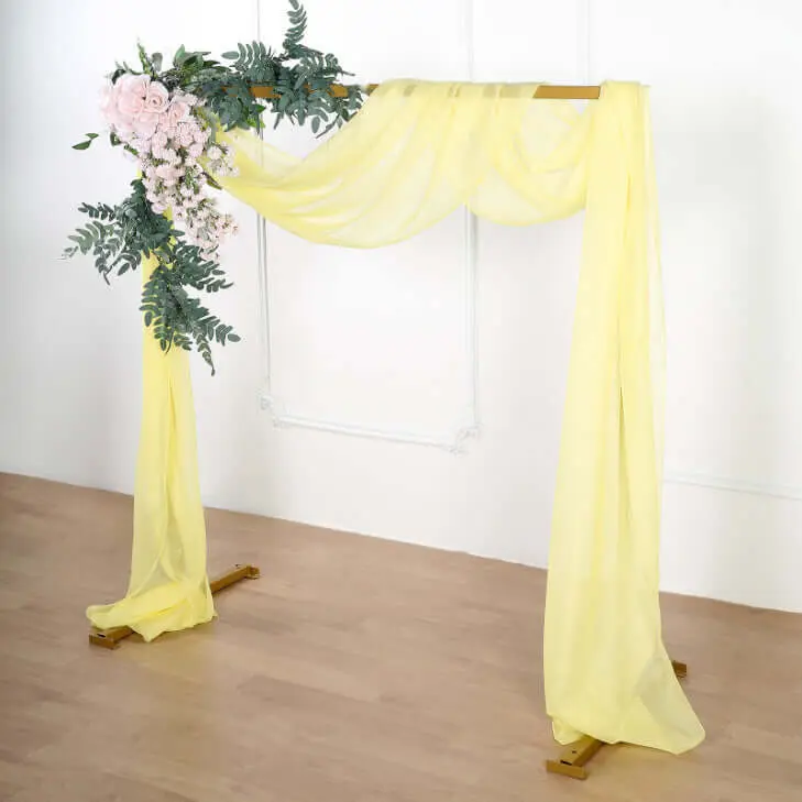 18ft Yellow Solid Sheer Organza Fabric - Wedding Arch Drapery, Window Scarf Valance, Backdrop Curtain Accessory, Party Decoration Supplies for Hanging on Banquets