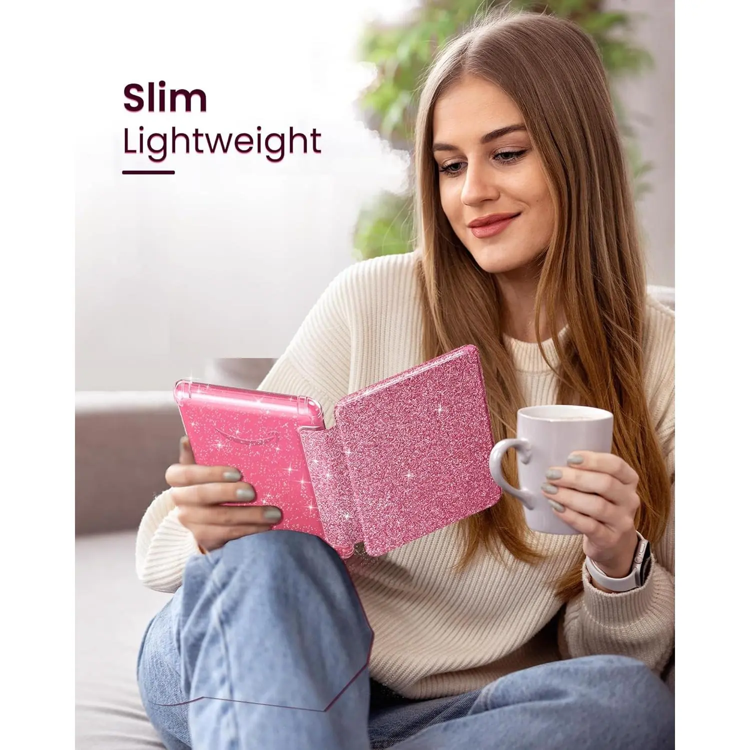 MoKo Case for All-New 7" Kindle Paperwhite 12th Gen 2024 & Kindle Colorsoft 2024/2025,Glitter Clear Kindle Case, Flexible Clear Soft TPU Back Cover Light Shell with Auto Wake/Sleep, Glitter Pink MoKo Case for All-New 7" Kindle Paperwhite 12th Gen 2024 & Kindle Colorsoft 2024/2025,Glitter Clear Kindle Case, Flexible Clear Soft TPU Back Cover Light Shell with Auto Wake/Sleep, Glitter Pink