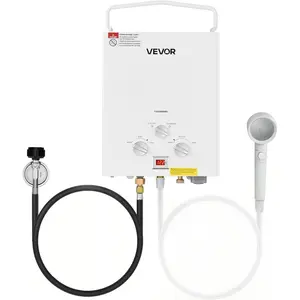 VEVOR Portable Propane Water Heater, 5L Tankless Outdoor Water Heater, 34000 BTU 1.32 GPM Instant Hot Water, with Accessory Set+ Regulator for RV Camping Trips Cabins BarnsVEVOR Super Brand Day