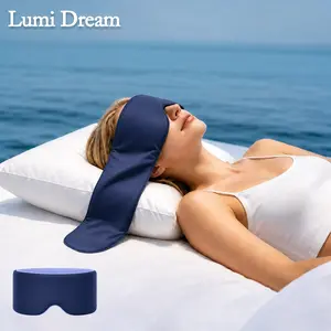 Lumi Dream Weighted Sleep Mask - 360° Adjustable Full Blackout, Double-Sided Ice Silk & Plush Fleece, Breathable Quiet Velcro Strap, Gentle Compression for Side Sleepers, Ideal for Travel & Naps