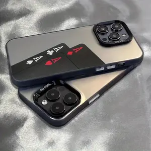 Poker Suitable for iPhone 16/16 Pro/16 Pro Max Phone Case 15/14/13/12/11, Shock-absorbing, non-slip, lightweight, new fashionable trend design, men and women protection high-quality PC material protective sleeve
