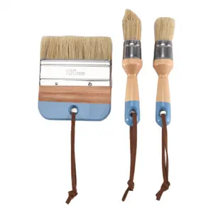 3 PCS Chalk And Wax Paint Brushes Oval Brush for Acrylic Painting Bristle Stencil Brushes for Wood Furniture Home Decor