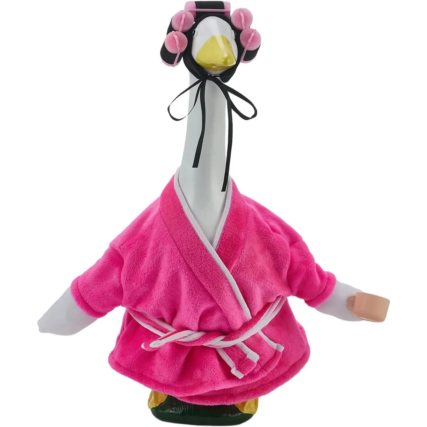 23-Inch Plastic Lady Porch Goose Outfit DIY Toy Costume with Curlers & Belt, Silly Goose Suit for Outdoor Garden Decoration